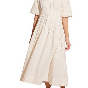 STAPLE THE LABLE | NWT | cream clinched waist tiered midi dress | SIZE M
